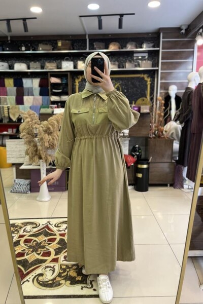 HÜMEYRA BUTİK Dress with Front Pocket and Zipper Detail