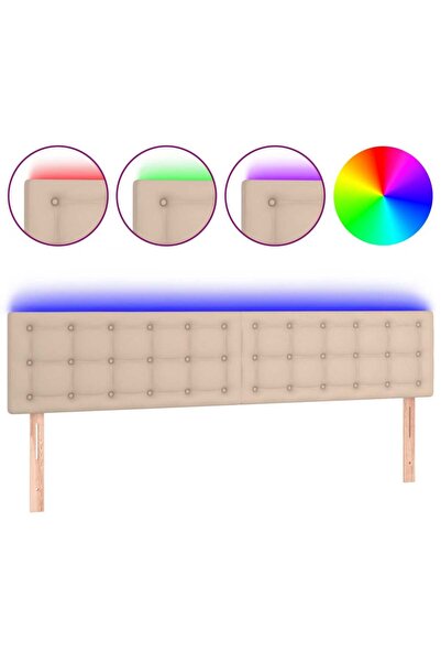 vidaxl Tăblie de pat cu LED cappuccino 160x5x78/88 cm piele ecologică