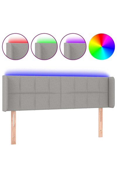 vidaxl Tăblie de pat cu LED, gri deschis, 147x16x78/88 cm, textil