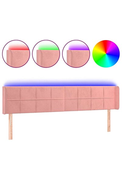 vidaxl Tăblie de pat cu LED, roz, 163x16x78/88 cm, catifea
