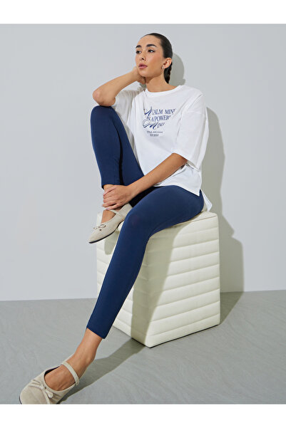 Styli White Oversized Cotton T-Shirt And Leggings Co-Ord Set
