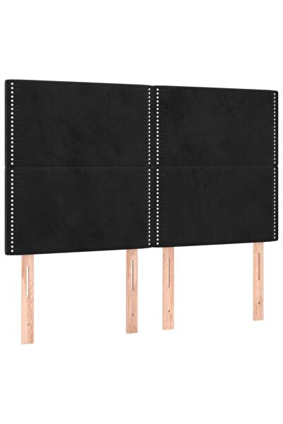 vidaxl Tăblie de pat neagră 144x5x118/128 cm catifea
