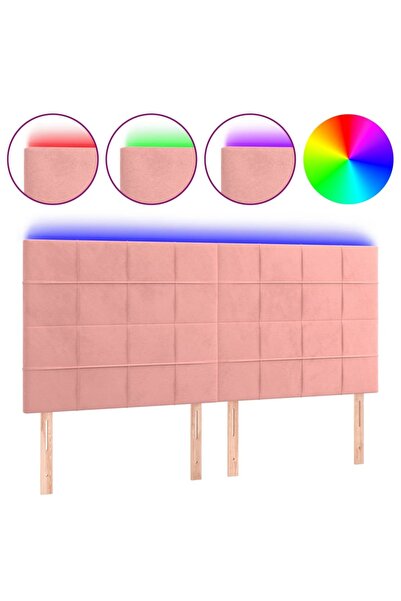 vidaxl Tăblie de pat cu LED, roz, 160x5x118/128 cm, catifea