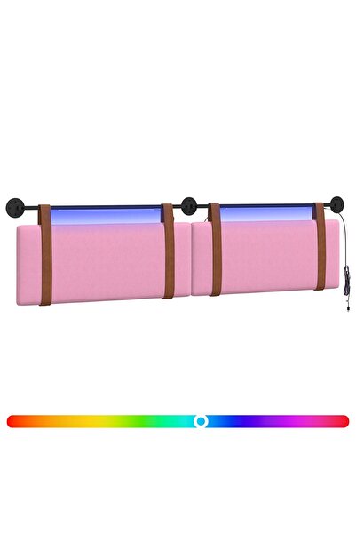 vidaxl Tăblie de pat suspendată Cu lumină LED Roz PU antic