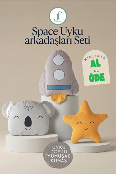 JOYFUL KIDS Space Uyku Arkadaşları Seti — Roket, Koala ve Yıldız