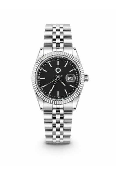 CüzCan Noir Black 42 mm Black Dial Steel Band Stylish Unisex Wristwatch with ...