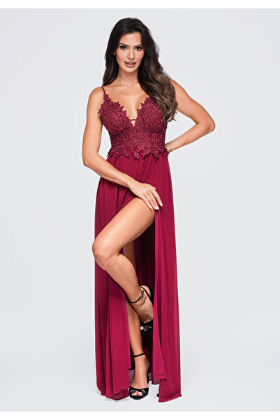 Larica Women's Maxi Dress, Flared Design, Deep Neckline LA-OM-DLR420