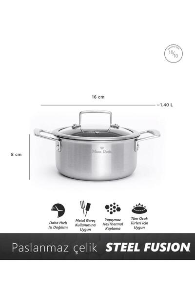 Maxx Doria Steel Fusion Jr 6 Parça Tencere Takımı PA3040