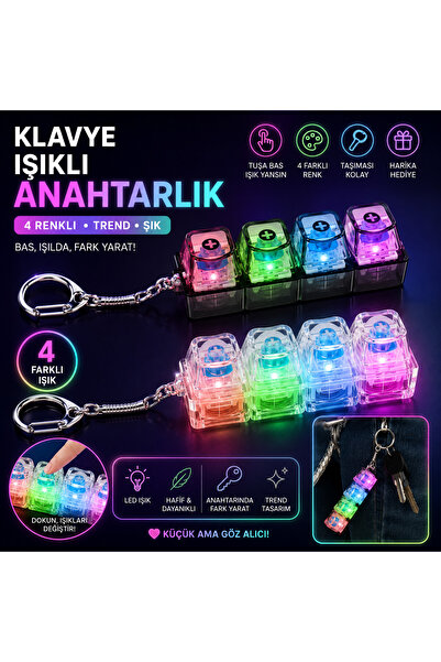 TOPNET RGB LED Işıklı 4 Tuşlu Mekanik Klavye Anahtarlık