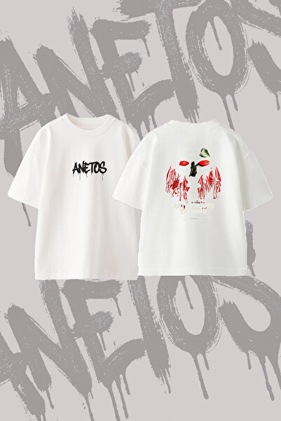 Anetos The Weeknd_86 Design Back Printed Cotton White Oversize T-Shirt