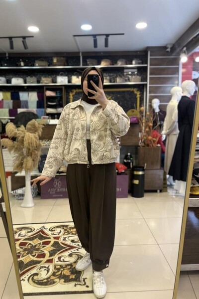 HÜMEYRA BUTİK بنطلون شالوار بأزرار على الأرجل وتفاصيل مزينة بالترتر