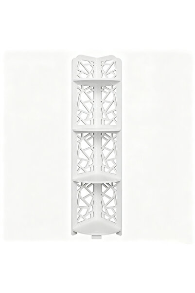 genric FFD 4-Tier Waterproof PVC Corner Shelf - White Freestanding Storage Ra...