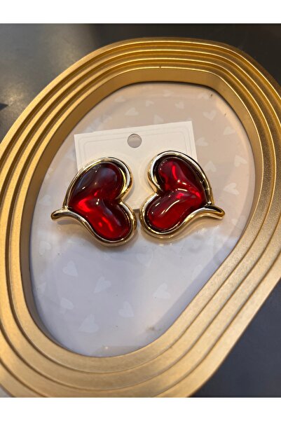 gozdeasutayaccessory Red Heart Earrings