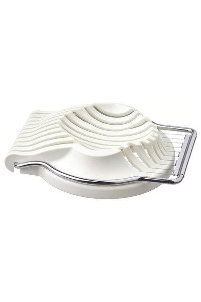 co arma Egg Slicer with Stainless Steel Wires and White Plastic Body