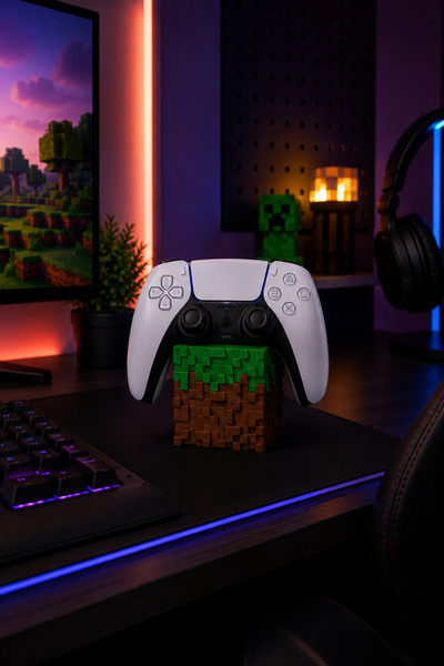 craftopya Minecraft Temalı PS5 Dualsense Kol Standı Çim Blok Tasarımlı Gamepad Tutucu