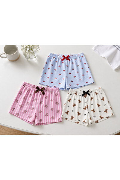 BLUE NIL 3-Piece Cotton Thin Breathable Satin Ribbon Waist Detail Lemon-Straw...