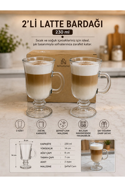 sigmaglas 2li AYAKLI LATTE BARDAĞI 230cc