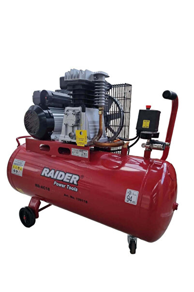 Raider Compresor de aer cu transmisie prin curea, cu 2 pistoane RD-AC18, 100 ...