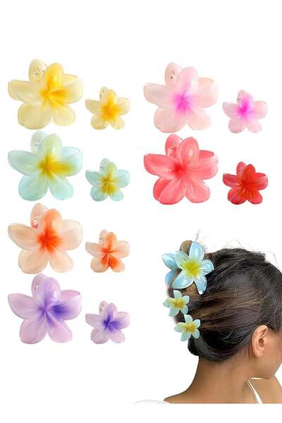 LELEE Lelet 12 Pack Plumeria Hair Clips for Women & Girls, Large & Small Flow...
