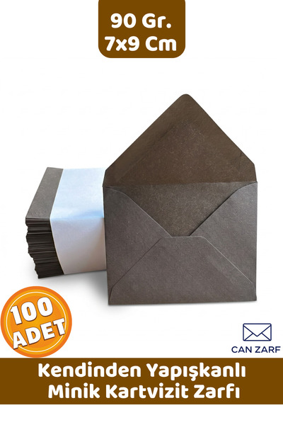 CANVELA 100 Adet Kahverengi 7x9 Cm Küçük Zarf 90 Gr. Kendinden Yapışkanlı Min...
