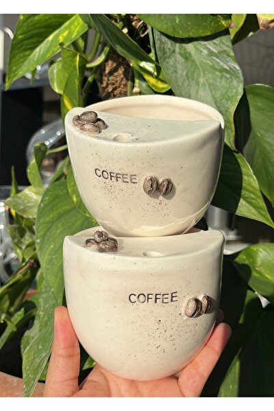 visera Handmade Ceramic Cold Coffee Cup with Coffee Bean Figure