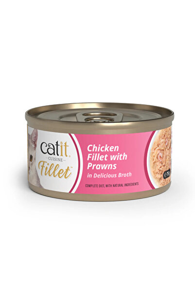 Catit طعام قطط رطب بنكهة فيليه الدجاج مع الجمبري - 12×75 جرام، علبة طعام خالي...