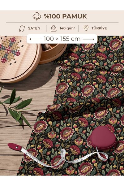 FabricsTown Țesătură din satin 100% bumbac 100x155 cm Imprimată digital pentr...
