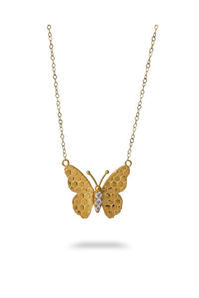 Gold Butterfly Gold Necklace 21 Gauge 2.2 Gram