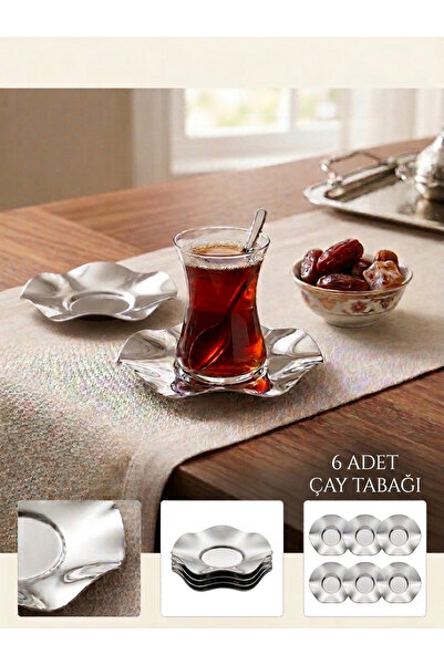 Mihremir 6’lı Paslanmaz Çelik Çay Tabağı