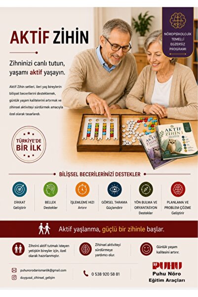 PUHU NÖRO EĞİTİM ARAÇLARI Aktif Zihin Bilişsel Egzersiz seti