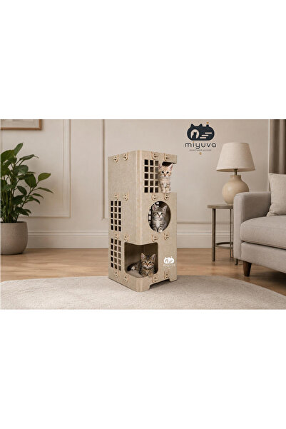 MİYUVA Keçe Kedi Evi – Demonte, Yıkanabilir, Taşınabilir Kedi Kulübesi –Ketok...
