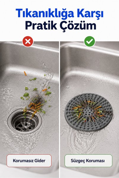 FLY LIFE Round Silicone Drain Strainer - Hair and Food Residue Catcher Sink Strainer (1 Piece)