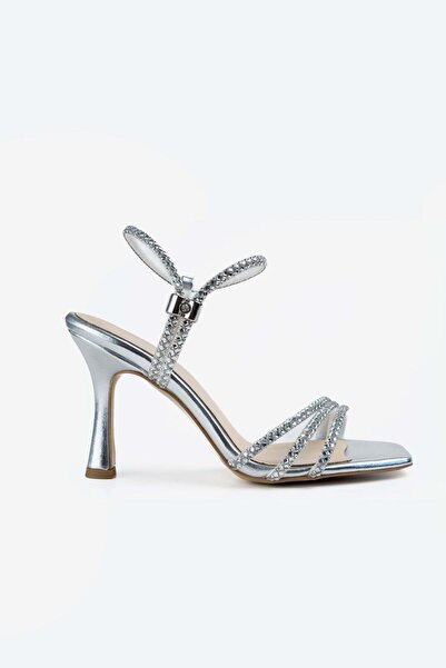 ALTIN TOPUK Women's Silver Stone Evening Dress Heeled Shoes