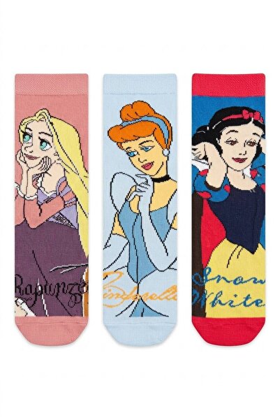 Disney Licensed Princess Princesses 3-Pack Girls' Cotton Socks Daily Socks Gi...