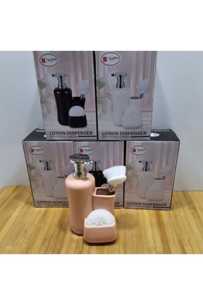 konak alışveriş 22901-Sivi Soap Dispenser with Brush Pink
