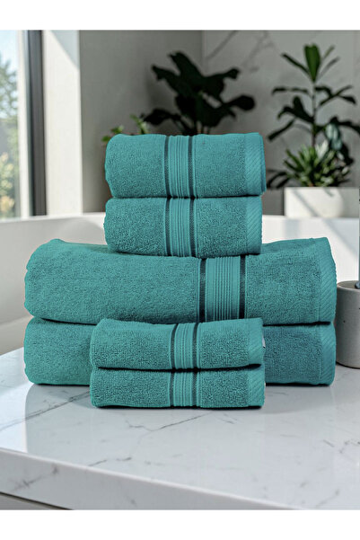 Baltic Linen - 6 Pcs Towel Set, VELURA, 100% Cotton, 550 GSM, Blue, 2pcs Bath...