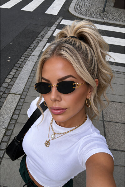 Zzla Ondella Uv400 Protection Cat Eye Cutting Glass Black Women's Sunglasses