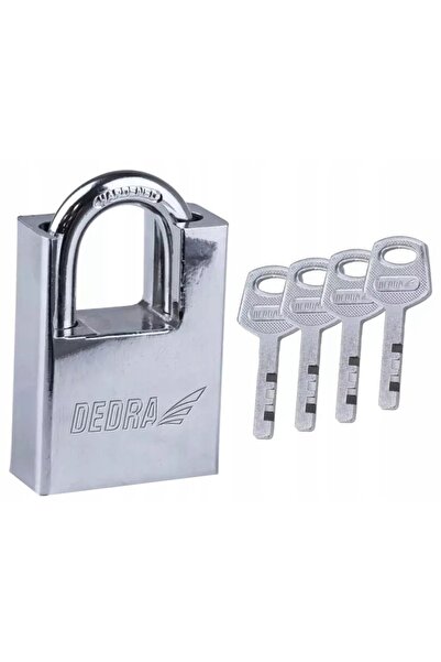 Dedra-Polonia Lacăt cu tijă din alamă nichelată 60mm + 4 bucăți chei 11U152