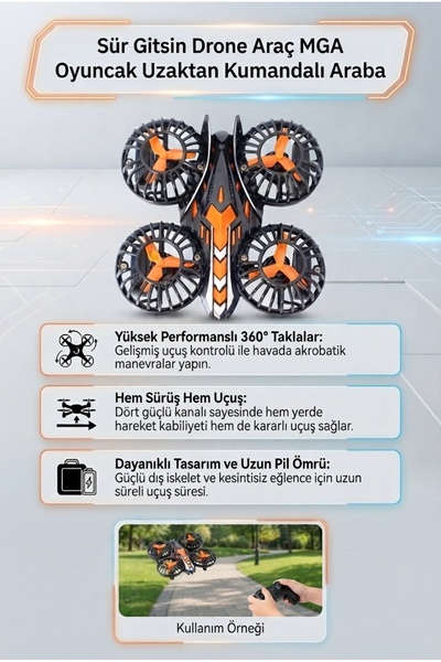 ALL FAST Sür Gitsin Drone Araç MGA Oyuncak Uzaktan Kumandalı Araba