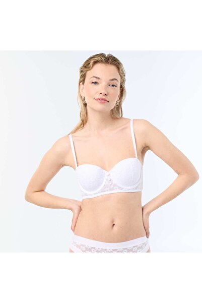 KIABI Lace Balconette Bra WHITE