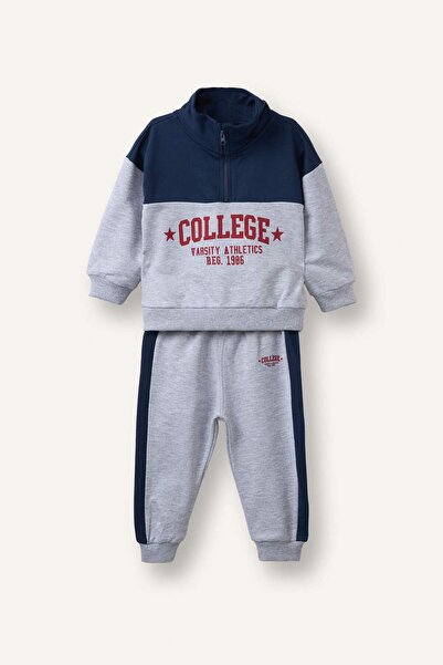 DeFacto Slogan Printed Sweatshirt Fabric 2-Piece Set for Baby Boy I0147A526Au