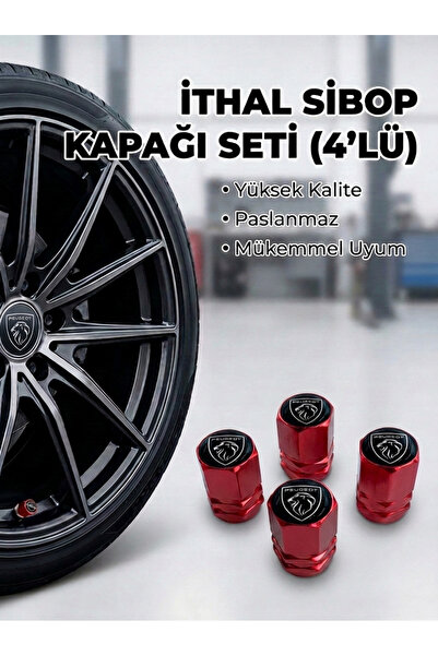 Lazer Store Peugeot 2008 ile Uyumlu Logolu Alüminyum Kırmızı Altıgen Sibop Ka...