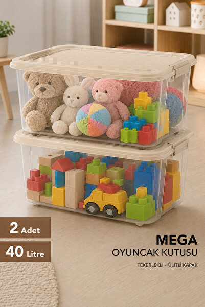 Meleni Baby 2'li Kilitli Kapaklı Organizer - Bebek Odası Saklama Kutusu Çocuk...