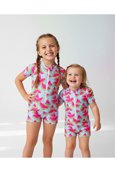 KidZee Sweetmelon Romper Rashguard Upf 40 Protection Baby Swimsuit