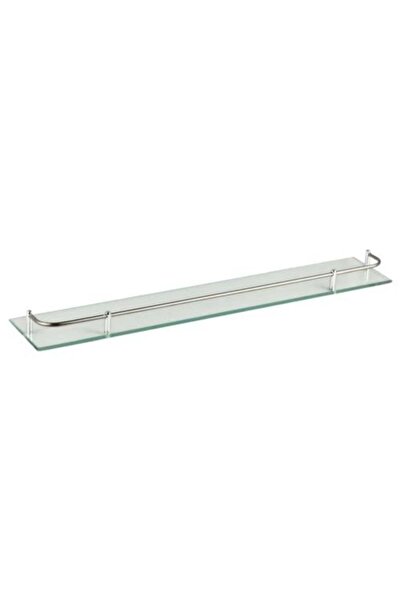 helemend 60 cm Transparent Glass Bathroom Mirror Shelf Chrome - Helmand