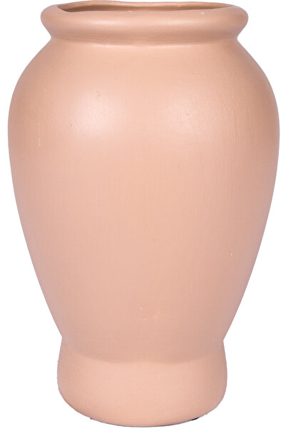 Herdekora Decorative Ceramic Vase Without Handle Light Brown 13X20 Cm.
