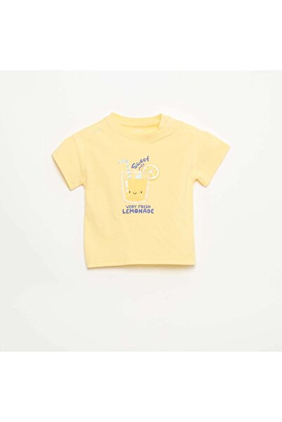 KIABI Cotton T-shirt with chest embroidery YELLOW