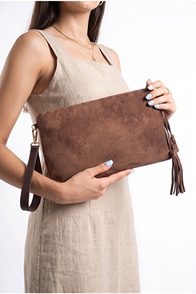LuviShoes Morden Light Brown Suede Genuine Leather Women's Clutch Bag