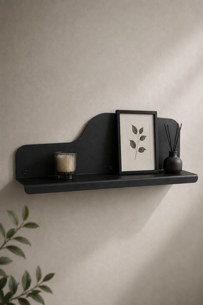 Artun Metal Modern Minimal Siyah Metal Duvar Rafı,Dekoratif Duvara Monte Raf,...