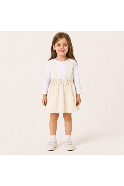 ESES BEBE Baby Girl Bowknot Strap Salopet Skirt White Long Sleeve T-Shirt 2-P...